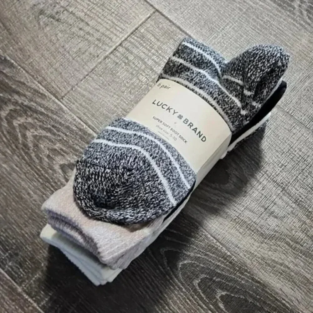 6 pair Lucky Brand super soft Boots Socks